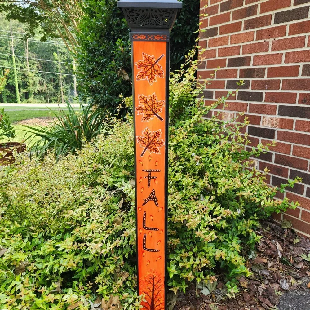 Garden Peace Pole Hand Painted Solar Light and Wire Stand Customized Yard Art